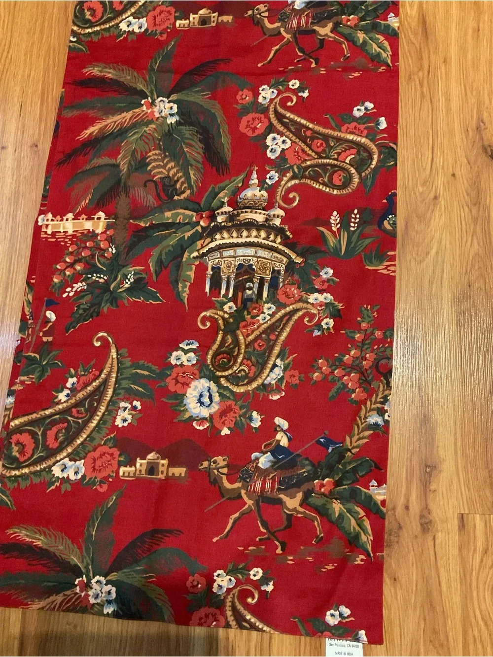 Pottery Barn Chinoiserie Table Runner Red Elephant Camel Rare Holiday Decor